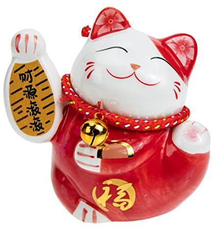 Cabilock Keramik Glückskatze Sparschwein Maneki Neko Spardose Winkekatze Sparbüchse Deko Münzbank Spartopf Geldbank Ornament für Wohnzimmer Büro Schreibtisch Dekoration Geschenk