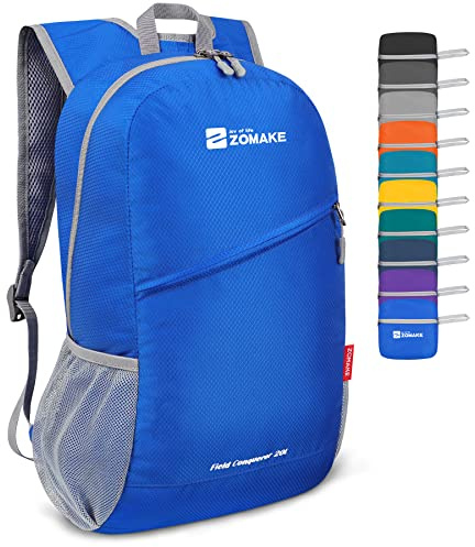 ZOMAKE Ultraleicht Faltbarer Rucksack 20L,Kleiner Rucksäcke Wasserdicht Wanderrucksack Packable Backpack für Damen Herren Outdoor Wandern(Dunkelblau)