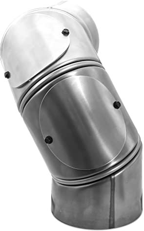 LANZZAS Tuyau de poêle multicoudé - Diamètre 180 mm - Non laqué - Tuyau de fumée 4 fois coudé 0° - 135° avec porte