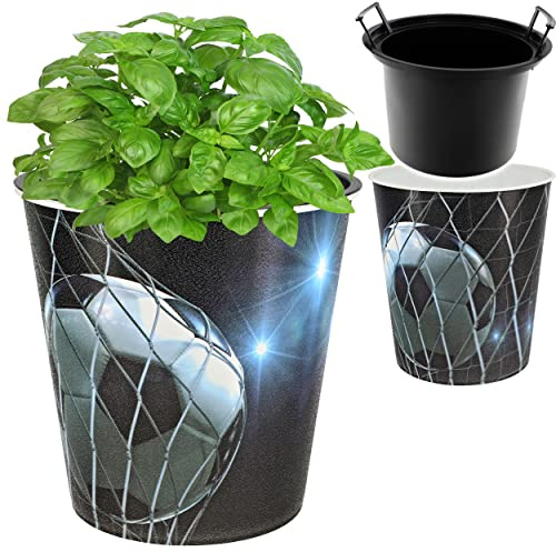 alles-meine.de GmbH universal Eimer/z.B. Blumentopf Fußball & Fußballtor 10 Liter & extra Einsatz - wasserdicht - aus Kunststoff - 27 cm - Papierkorb Spielzeugkorb/Popcor..