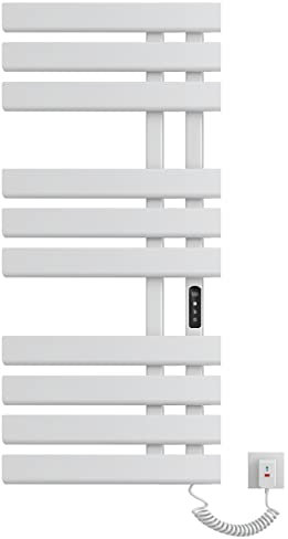 SKYLYZH Badheizkörper Elektrisch, Towel Warmer Weiß 500x1100mm, Intelligenter Konstanttemperatur Handtuchhalter Heizkörper, Handtuchheizkörper, Badheizkörper, Handtuchtrockner Heizkörper-White Right