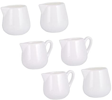 YARNOW Tazas De Leche Cerámica Pequeñas Asa 6 Piezas, Juego De Tazas Prácticas Para Salsa y Café, Material Resistente, Aptas Para Cocina y Servir Condimentos