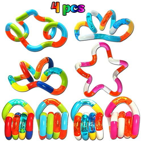 DOCOMIN Lot de 4 Jouets sensoriels torsadés Bon marché, thérapie de Relaxation pour Enfants et Adultes, soulagement du Stress et Anti-anxiété, Outils d'imagination cérébrale, Jouets de décompression