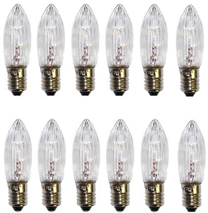ShuoHui 10x Spitzkerze E10 12V 3W Ersatzbirnen Glühbirnen Topkerze für Lichterketten und Schwibbögen 2700K 22LM