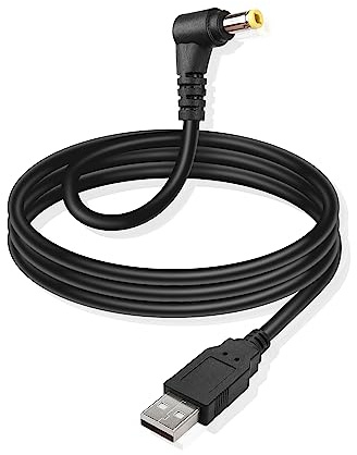 GINTOOYUN USB to DC power Cable USB 2.0 Male to 90 Degree Angle DC5525 Male Power Extension Charge Cord for LED Strip, Bluetooth Speaker,Mini Fan and More 5V Electronics Devices（1.5m）