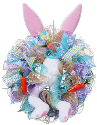Bunte Ostereier Dekor Ostern Türkranz Fensterkranz Osterkranz, Osterkranz, Haustür, Hase, Osterkranz, Osterdekorationen, Frühlingskranz, Osterdeko Blumen Kränze Türkranz Wandkranz Tür (Blue, One Size)