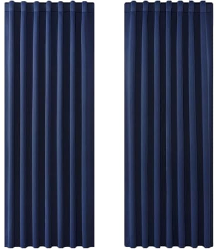 Joydeco Gardinen Blickdichte Vorhänge mit Schlaufen Verdeckten Marineblau | 2er Set,H175 x B140 cm,Verdunklungsvorhänge für Schlafzimmer und Wohnzimmer,Hitzeschutz Thermovorhang,UV-schutz
