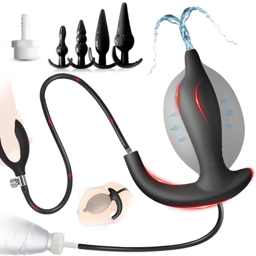 BDSMYEE Set di 5 Plug Anales, 1 Inflable Plug Anal Silicona con 4 Butt Plug, Anal Juguetes Eróticos para Pareja Sexuales, Dildo Anal Plug Dilatador Anal Sex Toy