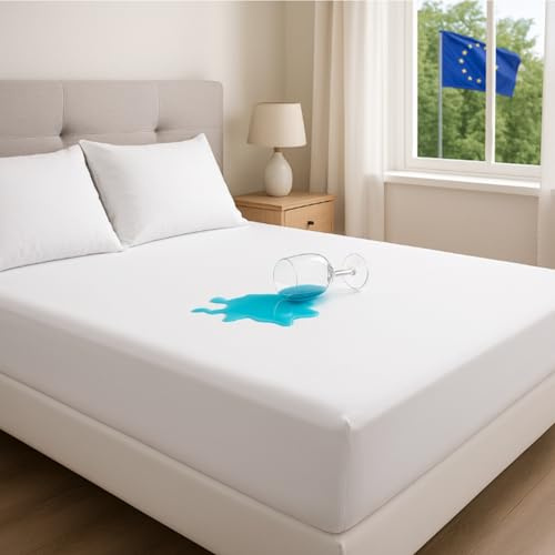 Strauss Home® Wasserdichtes Spannbettlaken 100x200cm – Geräuscharmer Matratzenschoner, Atmungsaktive Inkontinenzauflage mit Rundumgummi, Waschbar und Anti-Milben, Oeko TEX Zertifiziert, Weiß