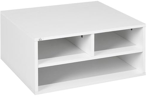 HOMCOM Desktop Printer Stand with Storage, 2-Tier, for Home Office, White