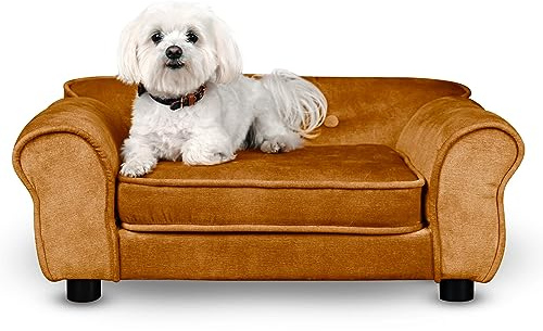 MG Design Haustiersofa in Orange – stabiles Holzgestell, weich gepolstert, pflegeleicht – Hundesofa & Katzensofa, fertig montiert