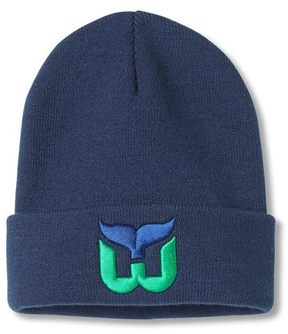 AMERICAN NEEDLE Offiziell lizenzierte NHL National Hockey League Team Terrain Knit Beanie Cap, Marineblau (Hartford Whalers), Einheitsgr��e