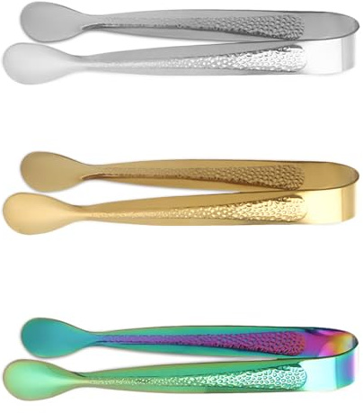 MEGAVOW 3 Pcs Mini Ice Tongs, Stainless Steel Small Sugar Sweet Tong for Pick Mix, for Kitchen Appetizers Serving Food Wedding Party Coffee Bar Family Restaurant Supplies