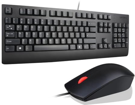 Lenovo Traditional Wired USB UK QWERTY Keyboard & Mouse Combo(New)(Renewed)