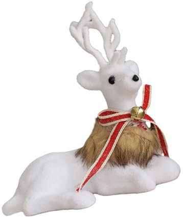 Chenxi Studio Weihnachtliche weiße Rentierfigur, realistisches Weihnachts-Rentier-Display, Ornament für Feiertagsdekorationen