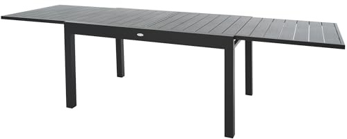 di volio Gartentisch ausziehbar 135-270 cm Aluminium bis 12 Personen Galipo | Kunstholzplatte, Holzoptik, 2 Nivellierfüße, 150 kg belastbar, UV-beständig, korrosionsbeständig, pflegeleicht, rechteckig