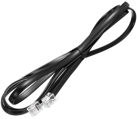 sourcing map 1 Pack Telephone Cord, 4.9ft Phone Cable RJ12 6P6C Male to Male Straight Wired Handset Cord for Home, Office, Black