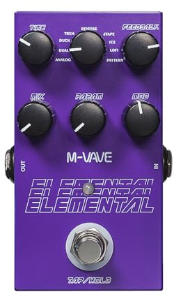 Elemental Compact Guitar Delay Pedal with 9 Psychedelic Delay Effects, 3000ms Max Time, Tap/Hold Modes & High-Performance DSP – Artistic Metal Ambient Echo Simulator