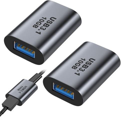 Adaptateur USB C Femelle Vers USB Femelle, 2 Pièces 10Gbps USB A Fem elle Vers USB C Fem elle, Adaptateur Type C Feme lle Vers A Fe melle, pour Laptop PC Synchronisation des Données et Recharge