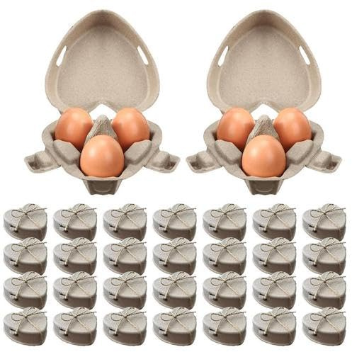 30 scatole per uova a forma di cuore, 3 pezzi, porta uova di carta, vassoio riutilizzabile per uova di gallina, per fattoria, regali, frigorifero