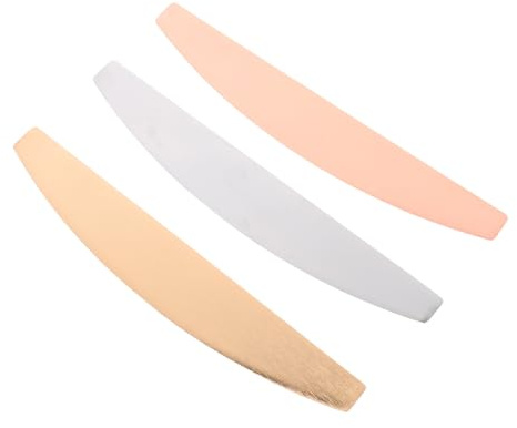 WRITWAA 3 Stück Halbmondförmiger Metallfeile mit Austauschbarem Edelstahlkern und Abziehbarem Schleifpapier in Gold Roségold und Silber für Präzise Nagelpflege