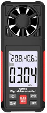 Digital Anemometer, Digital Anemometer Portable Wind Speed Meter Windmeter LCD Backlight Display Temperature Humidity Air Velocity Gauge