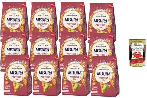Italian Gourmet Bundle Proteinreiche Chia-Cracker 12x 170g + Italian Gourmet Polpa Gratis – Italienische Sfoglie mit Chiasamen, ofengebackenes Snackgebäck für Aperitivo & Dips 2,04kg
