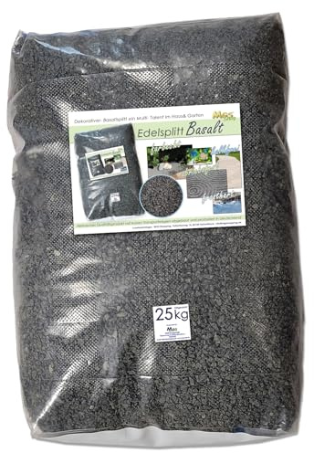 MGS SHOP 25 kg Basalt - Splitt Schwarz/Grau Streusplitt Ziersplitt Dekosplitt Pflastersplitt 2/5 mm