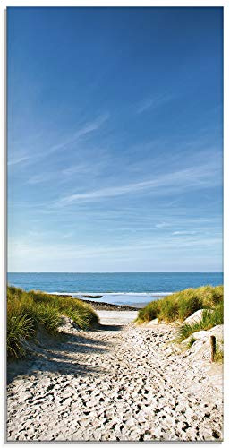 ARTland Wanddeko Glasbilder Wandbild Glas Bild einteilig 30x60 cm Hochformat Strand Meer Küste Nordsee Sand Dünen Natur Landschaft Maritim T9EX