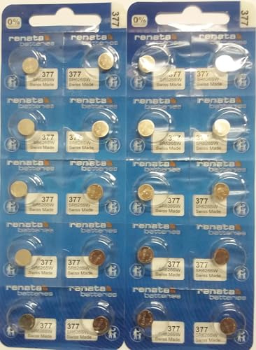 20 x Original Renata 377 SR 626 SW Armbanduhr Low Drain Silberoxid 1,55 V Akku Batterien