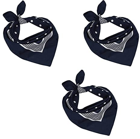 Betz 3er Pack Nickituch Bandana Kopftuch Halstuch klassischem Punktemuster Größe 55 x 55cm 100% Baumwolle Farben: rot, Marine und Schwarzblau