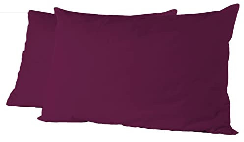 Rohi Luxury Plum Pillowcases 2 Pack | Ultra-Soft Polycotton Pillow Covers with Envelope Closure | Breathable, Anti-Allergy, Fade & Wrinkle Resistant Pillow Case Standard UK Size 50x75cm (Plum)