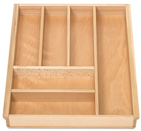 Orga-Box III BUCHE Besteckeinsatz 473 x 397 mm mit 6 Fächer | für 50er Schublade z.B. Nobilia 08.2012 - 12.2024 Holz-Besteckkasten