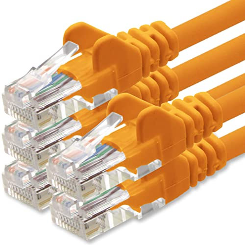 1aTTack.de Câble Réseau Cat6 Cat 6-5X 0,5m - RJ45 Ethernet LAN DSL Routeur Modem - Orange