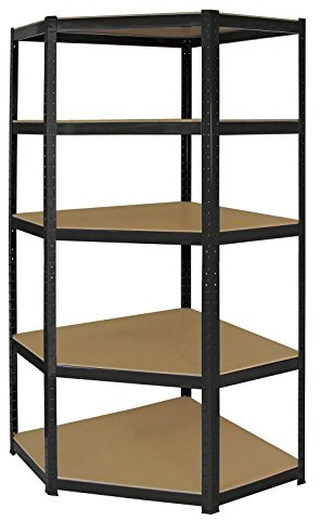 EAZILIFE 5 Tier Boltless Corner Shelving Rack for Storage in Garage's Shops Sheds Greenhouse
