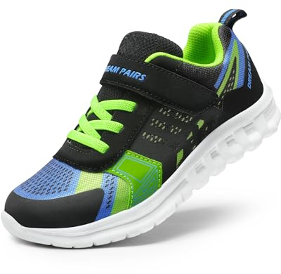 DREAM PAIRS Kids Sneakers Running,Black/Royal/Green,5 Big Kid