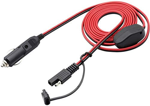 AAOTOKK Zigarettenanzünder SAE Kabel,16AWG 12V Zigarettenanzünder Männlich an SAE 2 poliger Schnellverschluss Steckverbinder Verlängerungs Ladekabel mit Sicherung und Schalter (2,4 m/7,8 ft-M)