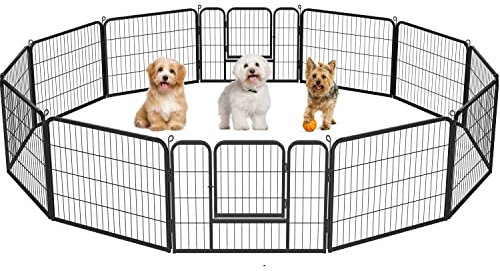 Yaheetech 12 eckig Welpenauslauf Freigehege Gittergehege für Kaninchen aus Metallgitter Freilaufgehege mit Tür Tierlaufstall für Innen - draußen 80x60 cm