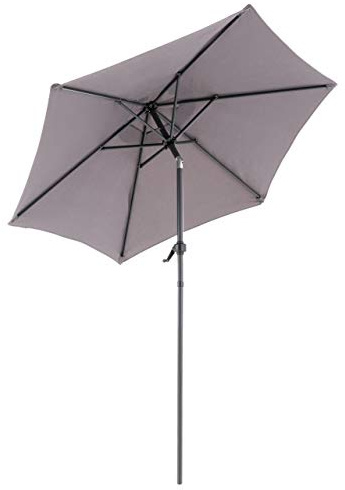Nexos Sonnenschirm Ø 2m grau - Schirmstoff Polyester anthrazit | Gestell mit Kurbel - knickbar