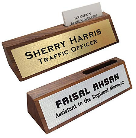 Namensschild für den Schreibtisch, personalisierbar, mit Kartenhalter, personalisierbar, 5,1 x 20,3 cm