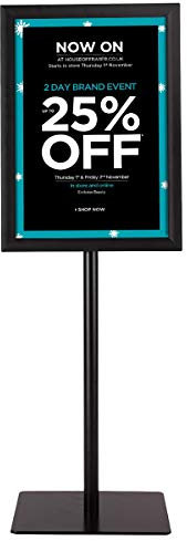 RELAX4LIFE Infoständer A3, Plakatständer Höhenverstellbar, Informationsständer Drehbar, Werbeständer Schwenkbar, Plakat Aufsteller, Kundenstopper, Präsentationsständer (Schwarz)