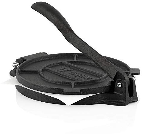 BBQ-Toro Gusseisen Tortilla Presse Ø 25 cm | für hausgemachte Tortillas | Tortillapresse, Maismehl Presse, Teigpresse | Druckpresse für Camping und zu Hause | Gusspresse, Formpresse, Backpresse