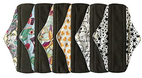 MUMBABY 6 Stück 25,4 cm Regular Charcoal Bamboo Mama Tuch / Menstruationsbinden / wiederverwendbare Damenbinden (weiß, M)