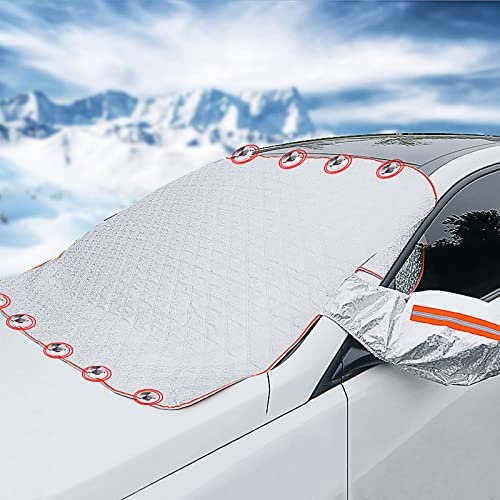 Frontscheibenabdeckung Auto Winter, Scheibenabdeckung Winter Sommer Universal, Auto Sonnenschutz für Frontscheibe Faltbar Magnetisch Magnet, für Auto, SUV, Lkw, Frostschutz, Eisschutz, Schneeschutz