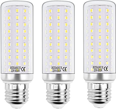 HZSANUE E27 LED Mais Lampen 22W, 4000K Neutralweiß, 2500Lm, Edison Schraube Kerze Leuchtmittel, 180W Glühlampen Äquivalent,Nicht Dimmbar, 3er-Pack