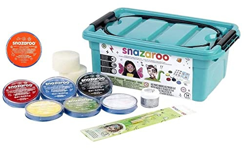 snazaroo SZ1194010 Face Paint 1 Pc, Mini Starter Kit 14 Pieces, Set & Pro Face and Body Paint, Dark Orange, 18 ml