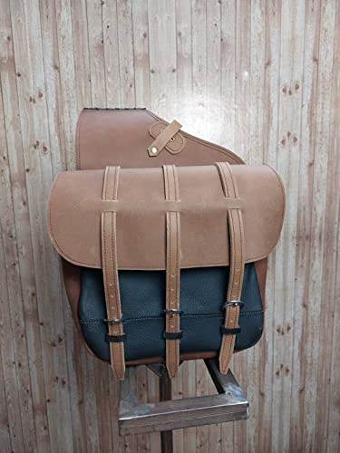 Y&Z Western Leather Saddle Bag for Horse | Horse Riding Pleasure Trail Ride Suitable for Horse Riding and Barrel Racing | Saddle Bag with Adjustable Strap | Size- Medium