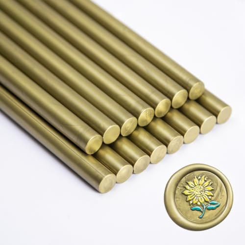 Wachssiegel Stock, Zifospy 15 Stück Klebepistole Wachs Siegel Stock für Siegellack, Siegellack Stock für Hochzeitseinladungen, Karten, Umschläge (Cyan Gold)