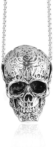 Cobee Edelstahl Totenkopf Skull Kette mit Anhänger,Herren Damen Kette Totenkopf Retro Punk Hip Hop Cooles Auto Rückspiegel Anhänger Dekorationen für Zuhause Personalisierte Partyzubehör Ostern