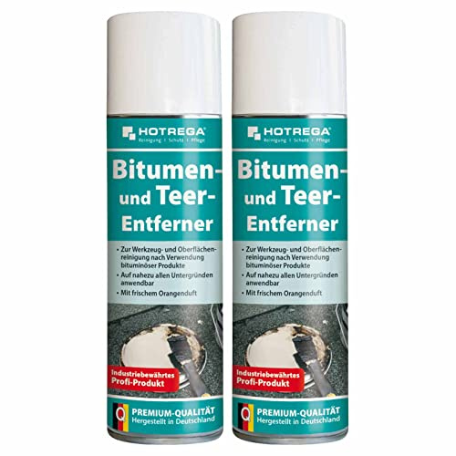 HOTREGA Bitumen- & Teer-Entferner 2x 300ml | Kraftvoller Harzlöser Spray | Reiniger gegen Gummiabrieb, Ruß, Klebereste & Fett | Für Lack, Metall, Glas oder PVC | Profi-Qualität mit Orangenduft